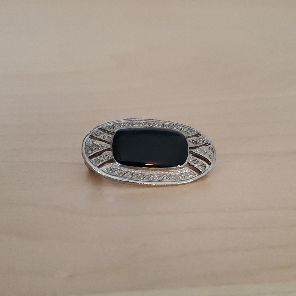 Silver-tone and Black Women's Brooch